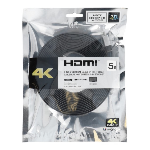 CAVO VIDEO HDMI - HDMI GUAINA PIATTA DA 5M HIGH SPEED ETHERNET 2.0 4K BLACK